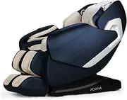 Fortia Cloud9 MkII Electric Full Body Zero Gravity Massage Recliner Chair with Heat and Bluetooth, Navy Blue/Cream