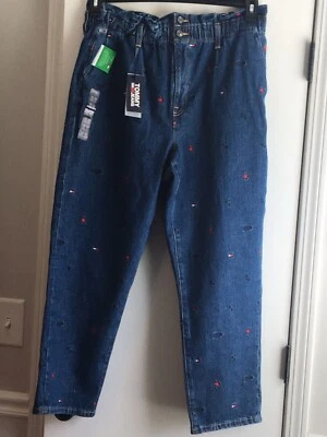 Tommy Hilfiger Embroidered Paperbag Waist Jeans Size 16