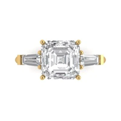 3Ct Asscher Cut White Sapphire VVS1 Solid 14K/18K Gold Engagement Promise Ring