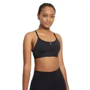 Nike Womens Dri-FIT Indy Zip Front Mesh Back Sports Bra - Black