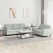 Generic 2 Piece Sofa Set with Pillows Light Grey Velvet