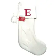 St. Nicolas Square White 21 Inch Initial E Monogram Knit Christmas Stocking