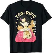 [X.Style] Tearific Funny Anime Girl Bubble Milk Tea Lover Pun ds1621 T-Shirt (S) Black
