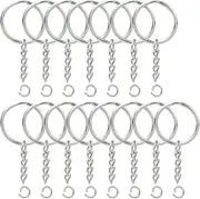100PCS Split Key Ring with Chain Lystaii Nickel Plated Split Key Ring with Chain Silver Color Metal Split Keychain Ring Parts With 1inch /25mm Open Jump Ring and Connector - Make Your Own Key Ring