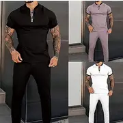 Men's T-shirt Suits Tracksuit Tennis Shirt Shorts and T Shirt Set Short Sleeve Henley Spring Fall Plain Sports Designer Classic 2 Piece Outdoor Street Daily