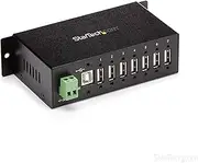StarTech.com 7-Port USB 2.0 Hub - Metal Industrial USB-A Hub with ESD Protection & 350W Surge Protection - Din Rail, Wall or Desk Mountable - TAA Compliant USB Expander Hub (ST7200USBM)