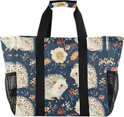 [sanluoli] Utility Tote Bags Collapsable Beach Tote Sandproof with Handles Laundry Tote Bag, Cartoon Hedgehog Navy Blue, 1 size
