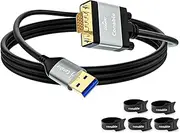 USB to VGA Adapter Cable 10FT, Unidirectional USB-A 3.0 to VGA HD Audio Video Flexible Cable, Smart Chip, Real 1080P@60Hz, for TV, Projector, Monitor, ONLY Support Windows 11/10/8/8.1/7, Mac OS