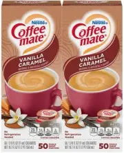 Nestle Liquid Coffee Creamer Singles, Vanilla Caramel, 50 Ct Box (Pack of 2)