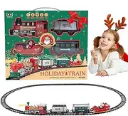 Train Toy for Boys | Toy Train Set for Under Christmas Tree with Light and Sound | Electric Locomotive, Passenger Carriage, Cargo Car Railway Tracks