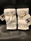 Rae Dunn Fingertip Towels Bath 12x18" White Blessed Family two sets for $28.99