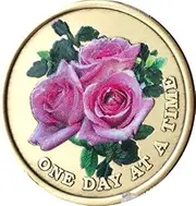 Pink Rose One Day At A Time Color Medallion Serenity Prayer Chip