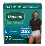 Depend Fit-Flex Incontinence Underwear for Men Maximum Absorbency Size L - 17...