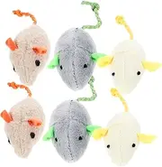 Totority 6pcs Mouse for Teaser Plush Mouse Pet Hello Interactive Chewing Enrichment Chase Chew Plush