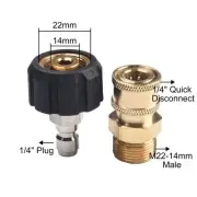 Pressure Washer Adapter 15mm 5000 PSI For Spray Tool Hose And Pump M22