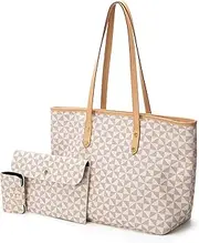 [DFU] Women's Shoulder Bags Satchel Handbags Fashion Checkered Wallet Tote Bag Shoulder Bag Top Handle Satchel Purse Set 3pcs