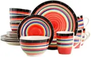 Gibson Home Casa Stella Dinnerware Set, Red, 16-piece (97694.16R)