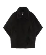 Cape in alpaca and wool Teddy fabric One size black