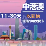 【中港澳上網卡11-30天】中國免翻牆上網 中國網卡 上網吃到飽 中國sim卡 免證件 免預約 隨插即用【實體SIM】