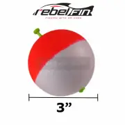 3" inch Round Foam Snap-On Fishing Bobber Floats - RED & WHITE - 3 to 250 Count