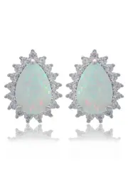 OPAL GLOW ROZELLE WHITE CREATED OPAL EARRINGS SILVER