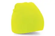 Beechfield Plain Basic Knitted Winter Beanie Hat (Fluorescent Yellow) (One Size)