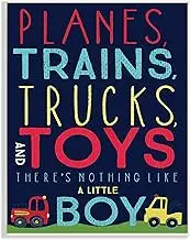 Stupell Home Décor Planes, Trains, Trucks and Toys Wall Plaque Art, 10 x 0.5 x 15, Proudly Made in USA