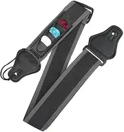 FWORUAIS 2PCS Braided Adjustable Guitar Straps with 3 Pick Pockets, Compatible with Bass, Electric, and Acoustic Guitars (Black and Black Gray), Black and Black Gray, One Size
