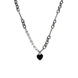 日韓風格新鮮出爐的黑色愛心天然珍珠項鍊 (8.3折)