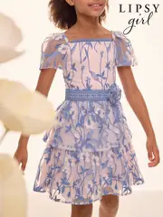 Lipsy Blue/Pink Premium Embroidered Lace Occasion Dress (5-16yrs) (AL0710) | $76 - $85