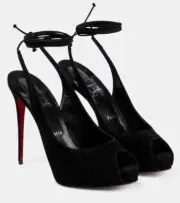 Christian Louboutin Lace Up New Very Prive 120, Suede Stilettos - Retail $995
