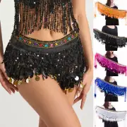 Belly Dance Costume Hip Scarf Belt Sequin Coins Waistband Belt Skirt