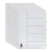 10x Marbig PP 1-5 Tab A4 Lever Arch/Binder Divider/Indices Filing Document White