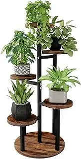 Bamworld 5 Tier Plant Stand Indoor, Corner Metal Plant Shelf for Multiple Plants, Small Tiered Round Flower Stand for Patio Garden Balcony Living Room Bedroom