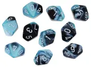 Chessex Gemini Black-Shell/White D10 Dice Set (10)