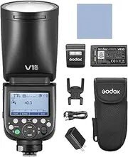 GODOX V1PRO O 2.4G Wireless Speedlite Camera Flash 32 Channels with M/TTL Flash Mode 1/8000 s HSS with Power Supply Connection and Removable Sub Flash + 24 Pieces Flash Gels for OM System Cameras