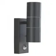 Abel Outdoor Up and Down Wall Pillar Light with Sensor 2Lt in Black