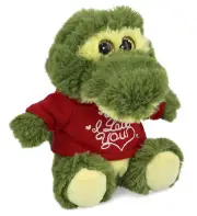 DolliBu Valentine Plush Big Eye Sitting Alligator with Red Shirt - 6.5 Inches