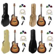 Caraya Round Back Semi-Acoustic Guitar,EQ,Cutaway Foam/Hard Case SP-723CEQ/BS