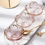 6Pcs 3.3 Inch Pink Cherry Blossom Shaped Dip Bowls, Dipping Sauce Dishes, Soy Sauce Dish, Side Dish Bowls, Mini Crystal Bowl for Condiments, Appetizer, Dessert, BBQ, Sushi