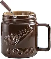 Qianly Chocolate Fondue Pot Cheese Fondue Cup with Fork Dining Utensils Fondue Warmer Mug Butter Melt Pot for Dinner Candy Caramel, Brown