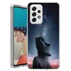 For Samsung Galaxy A23 5g A52 A53 TPU Case Cover+Glass(Moai Statue)