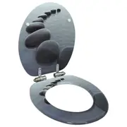 WC Toilet Seat with Soft Close Lid MDF Stones Design vidaXL