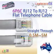 0.5-5M RJ12 6P6C Grey Straight Through Telephone Cable for NBN ADSL VOIP Modems