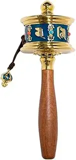 Hand Cranking Buddhist Prayer Wheel Hand Held Prayer Wheel Buddhist Prayer Wheel Prayer Wheel Buddhist Prayer Wheel Hand Carved Tibetan Prayer Wheel(Blue)