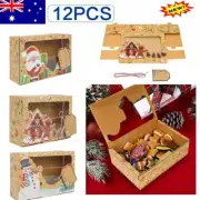 12 PCS Christmas Candy Cookie Boxes Bakery Gift Boxes Cupcake Muffin Cake Box CC