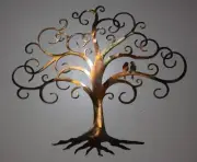 Love Bird Swirled Tree of Life 30" tall Metal Wall Art Decor