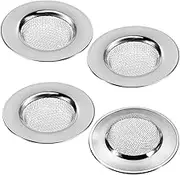 Stainless Steel Sink Strainer Plug,4 Pieces Stainless Steel Sink Drain Filters,Sink Metal Strainer Bath Basin Plughole Filter,for Sink,Bathrooms,Shower,Kitchens,78 * 40 * 15mm,Silver