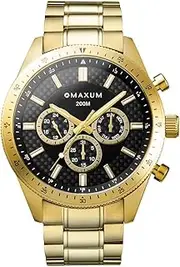 [MAXUM] Men's Lansdowne Gold Case, Black Dial, Gold Bracelet MW23102G02 Sport Watch, Black/Gold, 43mm