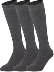 [Edozos] 6 Pairs Knee High Socks for Women & Men Combed Cotton Long Socks Breathable, Soft, Durable, and Comfortable for Casual UK 4-6